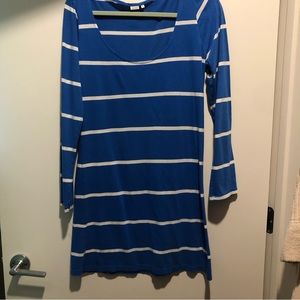 “Chance” Blue Striped Dress 100% Cotton - Size M